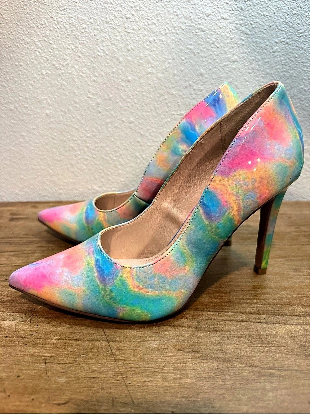 Michael Shannon 8.5 Multicolor Tie Dye Patent Pointed Toe Stiletto Pumps